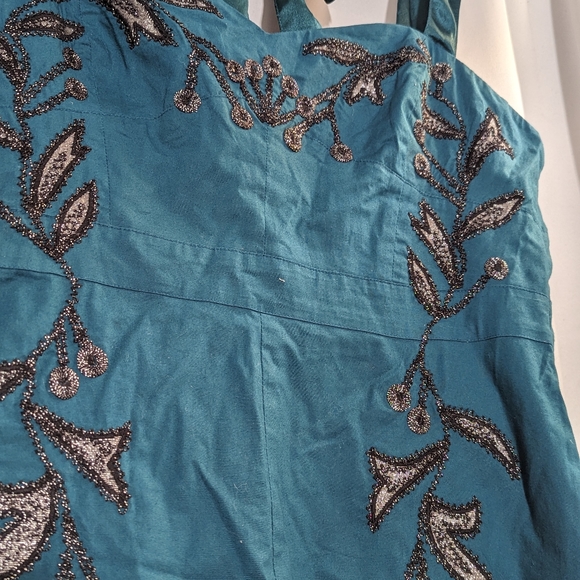 Free People embellished beaded leaf motif mini dress, size 8 - Picture 4 of 5